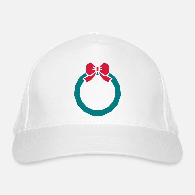 Weihnachtskranz mit rotem Band Bio-Baseballkappe