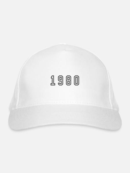1980 Jahr Zahl - Bio-Baseballkappe - Weiß - Vorne