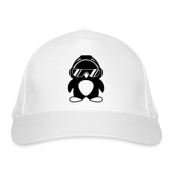 Pinguin mit Kopfhörer - Bio-Baseballkappe - Weiß - Vorne