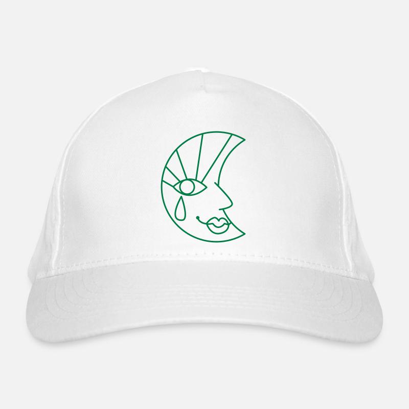 Moon face and tear drop - Organic Baseball Cap - white