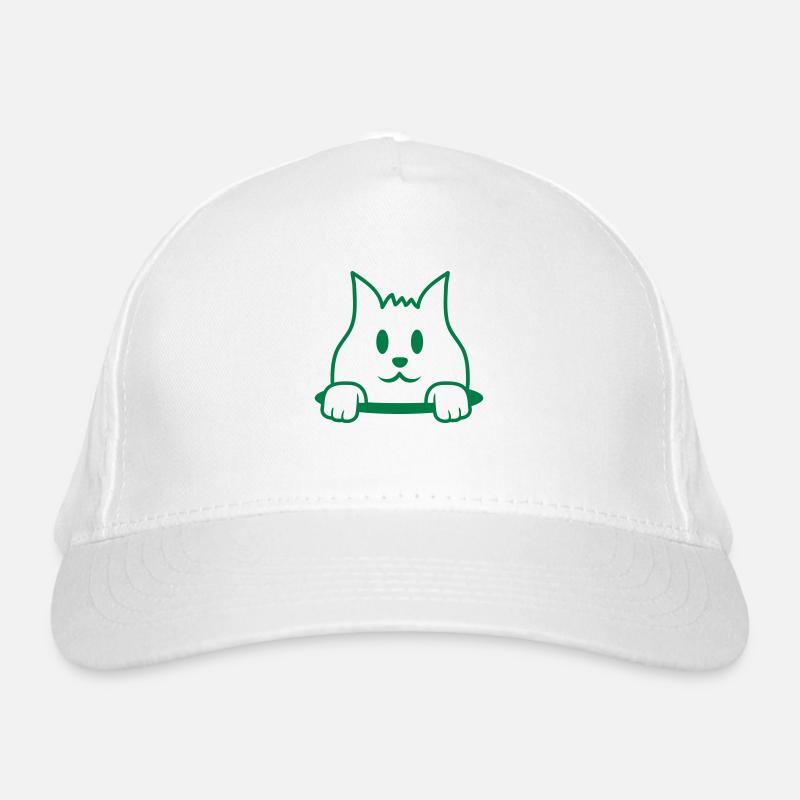 Le chat a l’air mignon hors du trou de sol Heureux Souriant Casquette classique bio