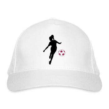 Fußballerin Silhouette - Bio-Baseballkappe - Weiß - Vorne