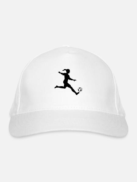 female soccer player silhouette - Øko-baseballcap - hvid