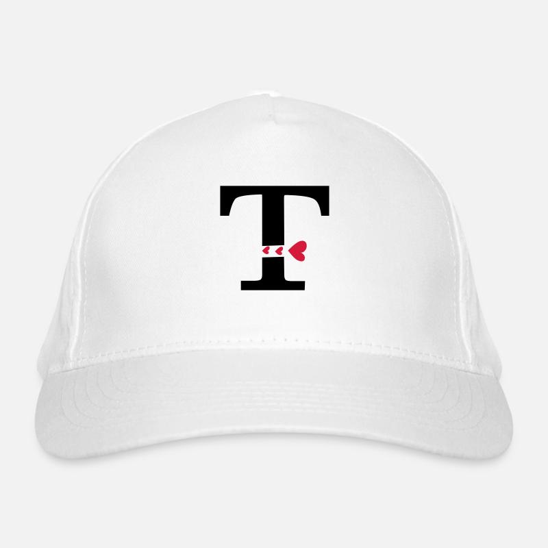 Capital lettre T avec des coeurs Casquette classique bio