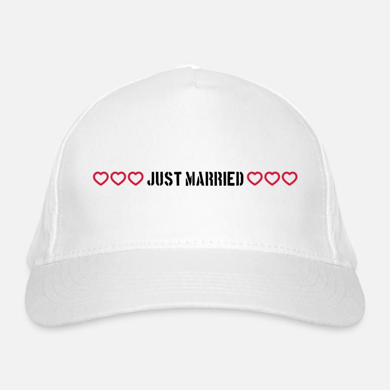 Just Married Hochzeit herzchen Bio-Baseballkappe