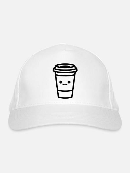 Kaffeebecher - Bio-Baseballkappe - Weiß - Vorne