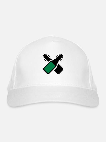 Alkohol - Bierflaschen - Bio-Baseballkappe - Weiß - Vorne