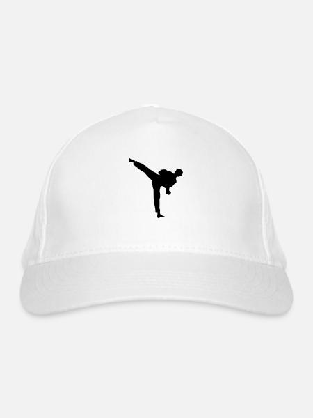taekwondo high kick kick fight - Organic Baseball Cap - white - Front
