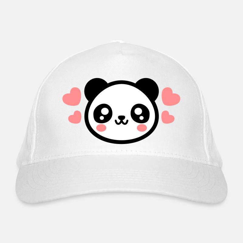 Liebevolles Panda-Gesicht: Entzückende Herzen Bio-Baseballkappe