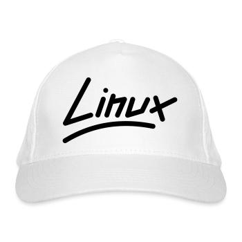 Linux - Vektor - Bio-Baseballkappe - Weiß - Vorne