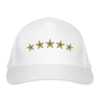 5 Sterne, Goldsterne, Sieger, Gewinner, Champion - Bio-Baseballkappe - Weiß - Vorne