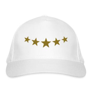 5 étoiles, étoile, or, gagnant, gagnant, champion - Casquette classique bio - blanc - Devant