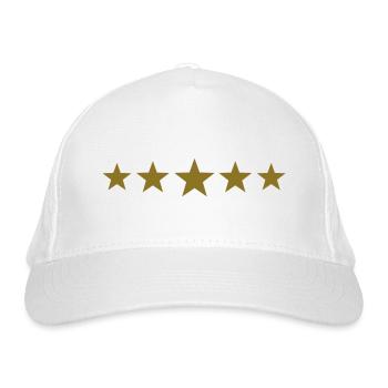 5 Sterne, Stern, Gold, Sieger, Gewinner, Champion - Bio-Baseballkappe - Weiß - Vorne