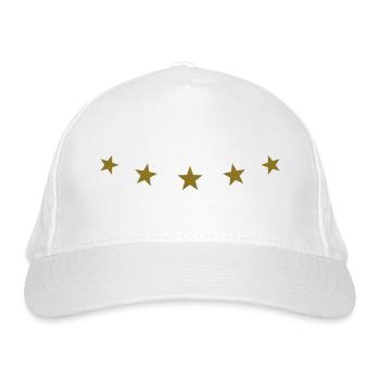 5 Sterne, Stern, Gold, Sieger, Gewinner, Champion - Bio-Baseballkappe - Weiß - Vorne