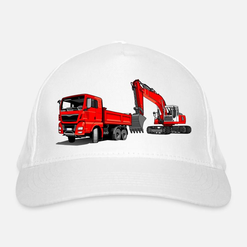 Construction site with excavator and dump truck Organic Baseball Cap