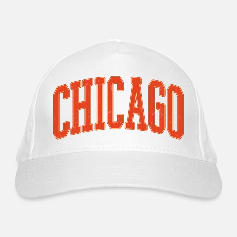 Chicago Arc Text in Orange 3D Organic Baseball Cap