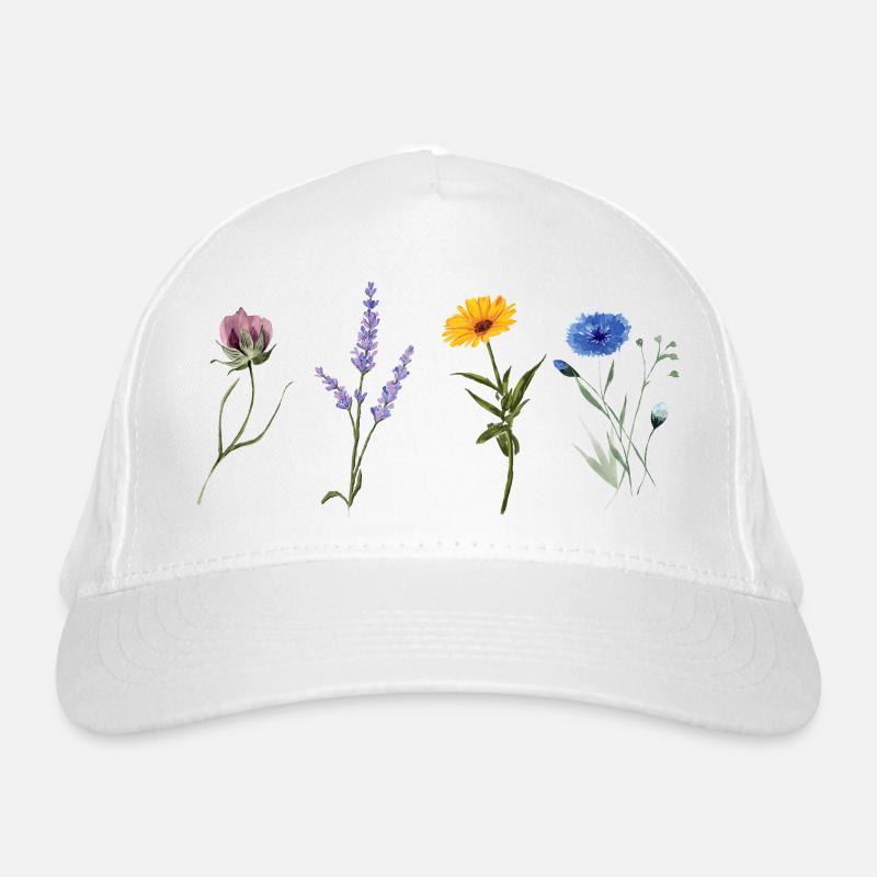 Minimalistische Wildblumen - Botanisches Geschenk Bio-Baseballkappe