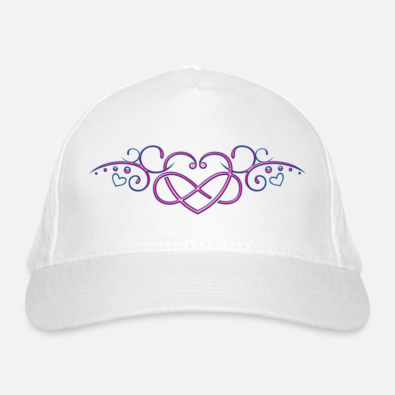 Herzen mit Unendlichkeitszeichen, pink Bio-Baseballkappe