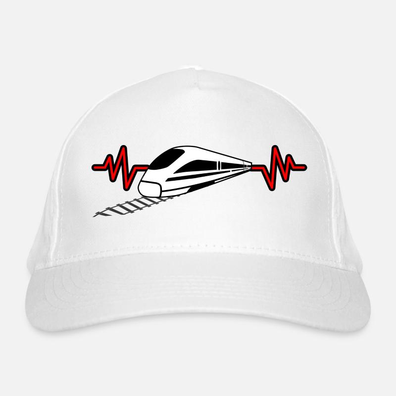 Heartbeat with train - railway worker, train driver design Organic Baseball Cap