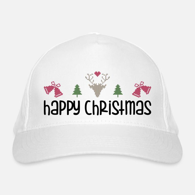 Happy Christmas - Bio-Baseballkappe - Weiß