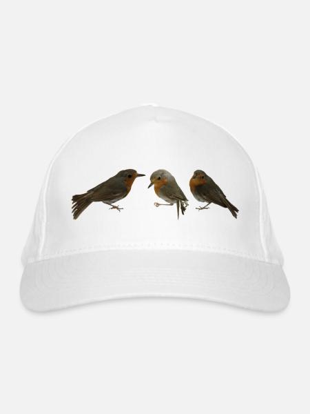 drei Rotkehlchen - Bio-Baseballkappe - Weiß