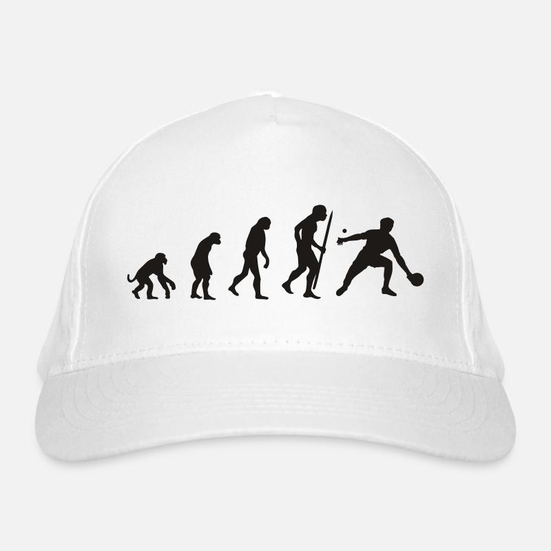 Evolution of Ping Pong / Tischtennis - Bio-Baseballkappe - Weiß