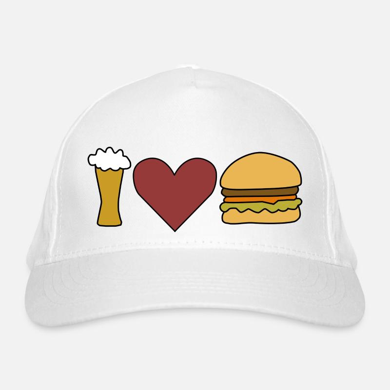 Burger Bier Liebe Herz Bio-Baseballkappe