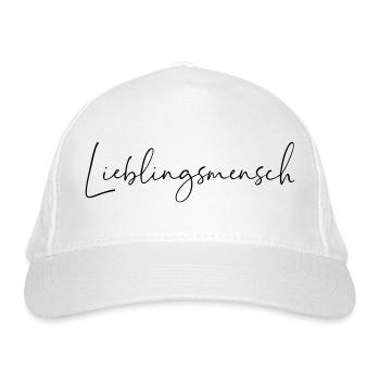 lieblingsmensch / handschrift design - Bio-Baseballkappe - Weiß - Vorne