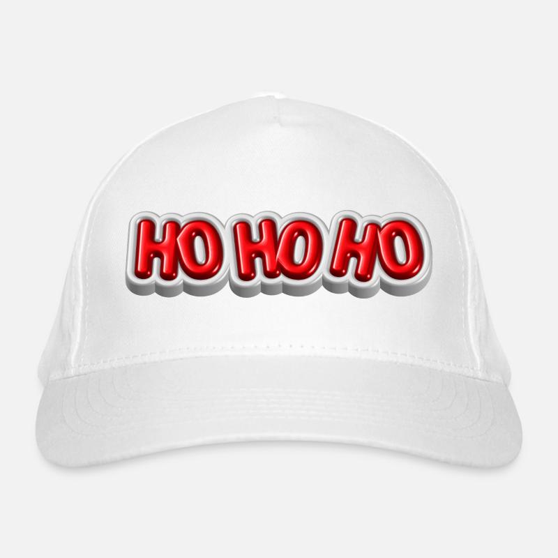 Ho Ho Ho – Festliches 3D-Weihnachtsdesign - Bio-Baseballkappe - Weiß