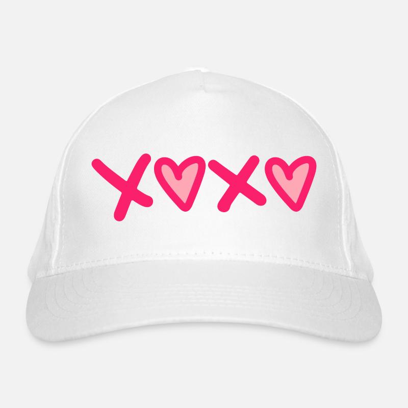 XOXO Herzen - Pink Love Statement - Bio-Baseballkappe - Weiß
