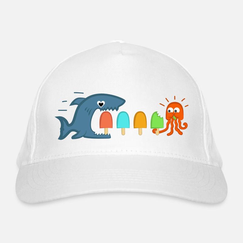 Shark and jellyfish eat popsicles Organic Baseball Cap
