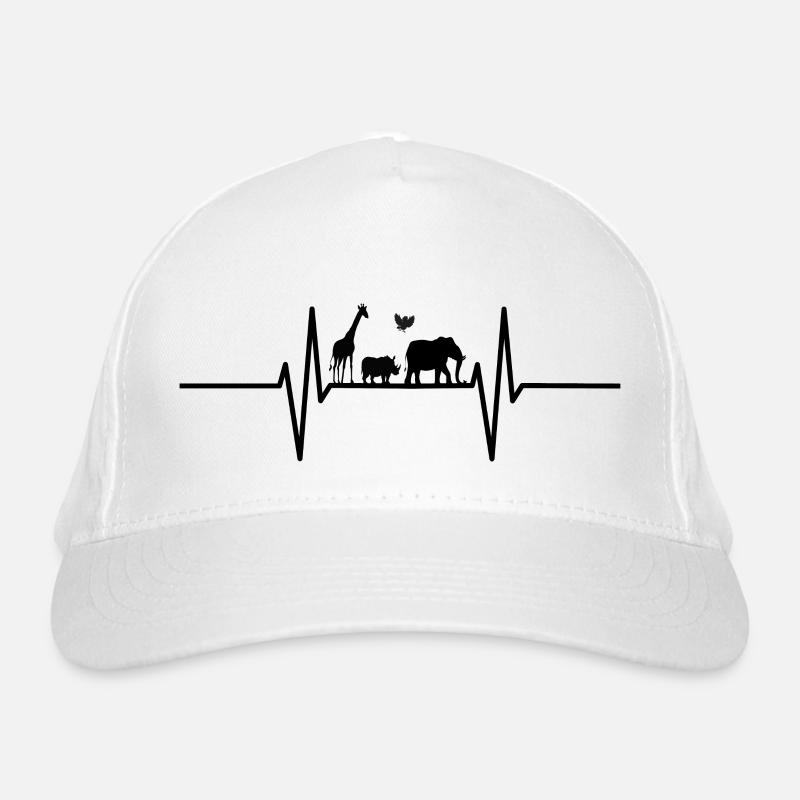 Heartbeat with wild animals Organic Baseball Cap