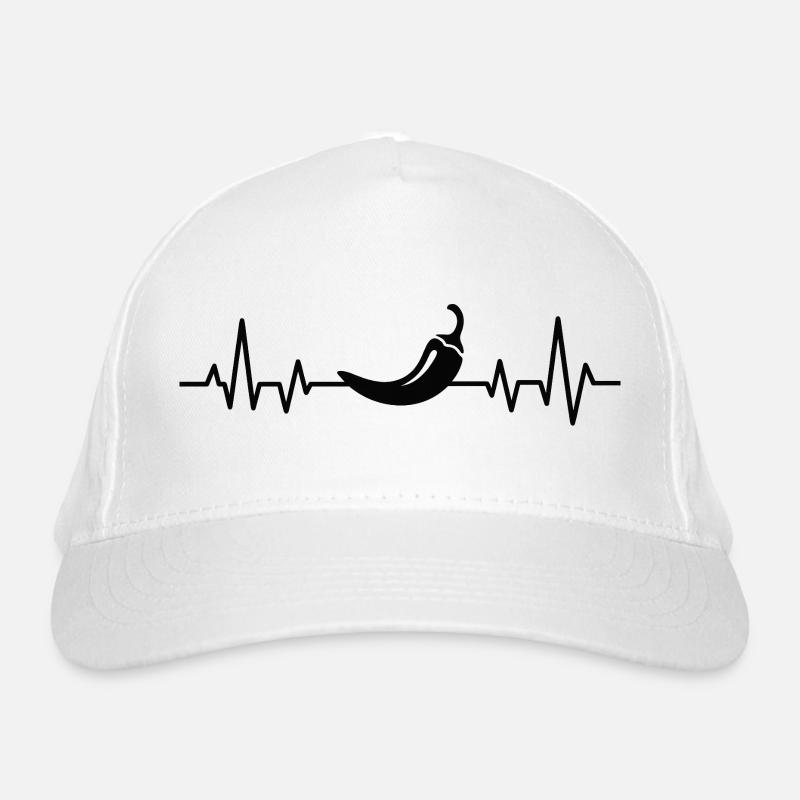 Battement de cœur avec pression de piment - Casquette classique bio - blanc