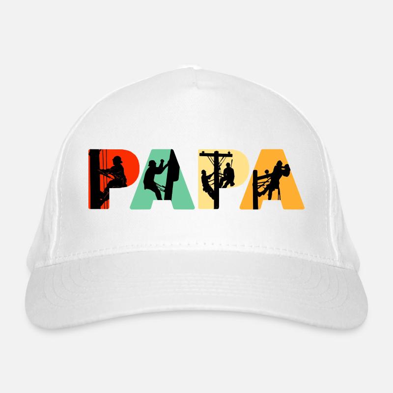 Papa Lineman Retro Silhouette Typography Organic Baseball Cap