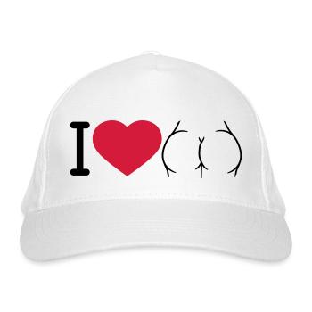 logo i love ass herz liebe rund nackte frau sexy a - Bio-Baseballkappe - Weiß - Vorne