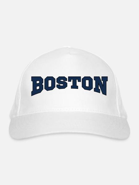 Boston Block Font Logo - Organic Baseball Cap - white - Front