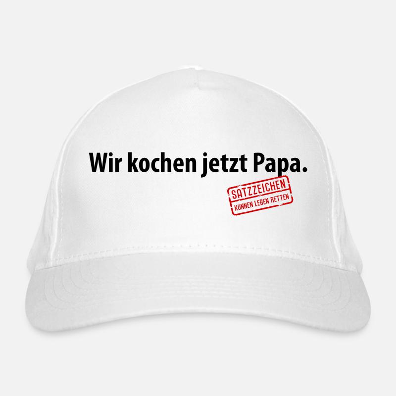 Wir kochen jetzt Papa Satzzeichen Komma Leben Vati Bio-Baseballkappe