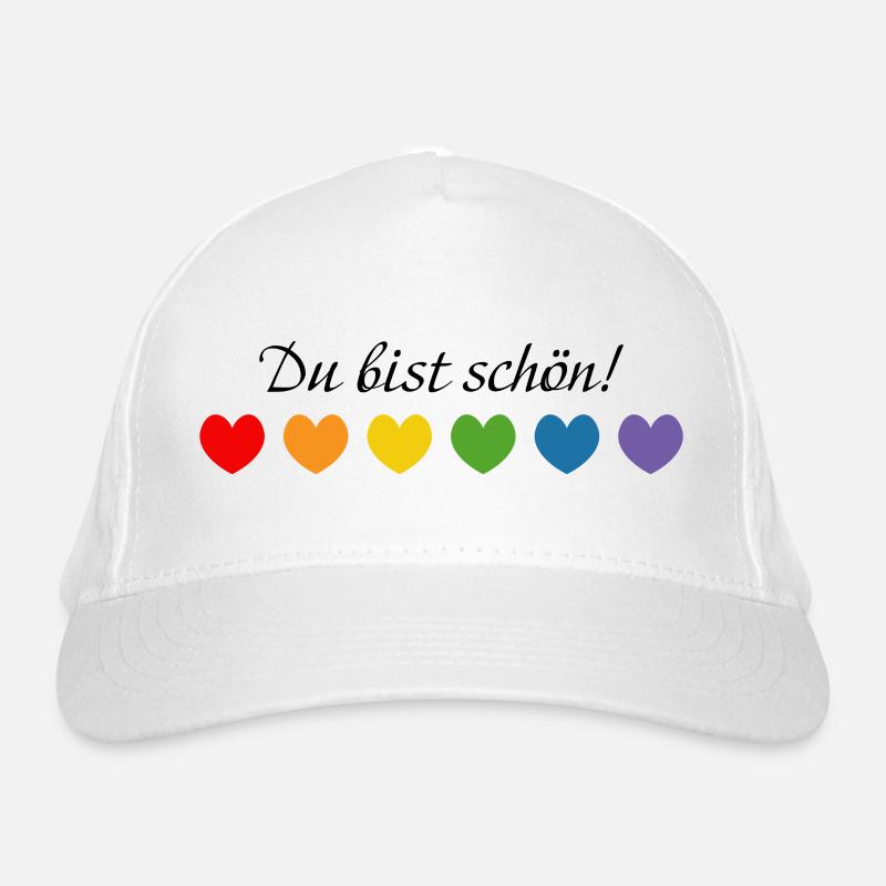 Regenbogenherzchen Du bist schoen Bio-Baseballkappe