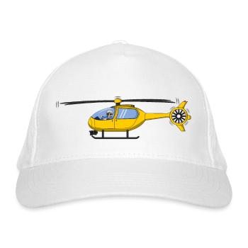 Pilot und Hubschrauber gelb - Bio-Baseballkappe - Weiß - Vorne