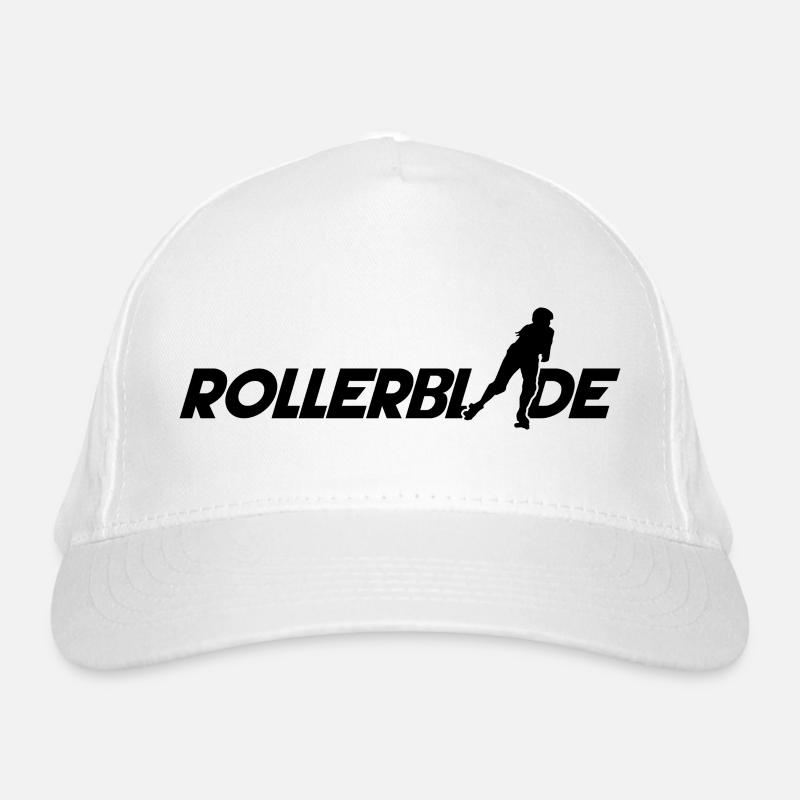 Rollerblade font silhouette black Organic Baseball Cap