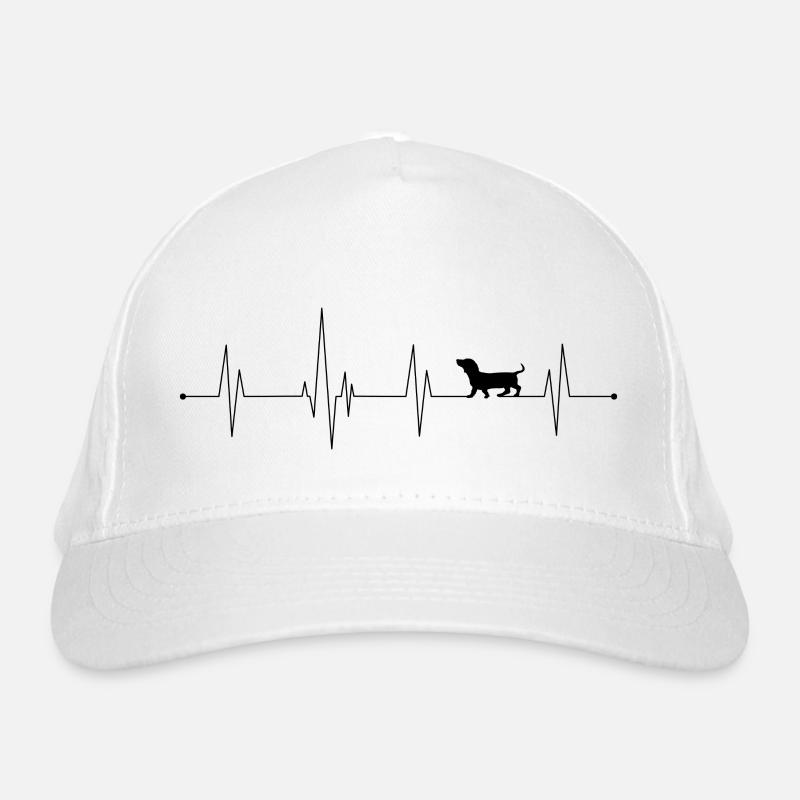 Dackel Herzschlag schwarz Bio-Baseballkappe