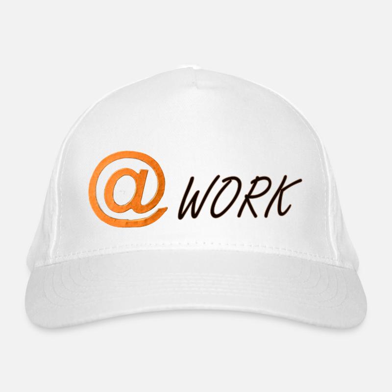at-Symbol und das Wort work Bio-Baseballkappe