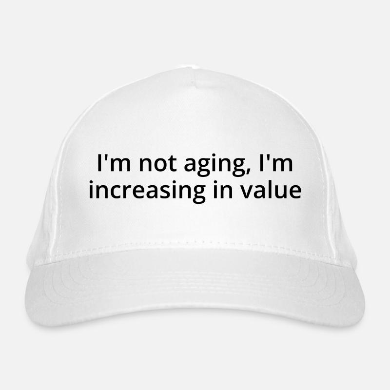 Not ageing, black text - Organic Baseball Cap - white