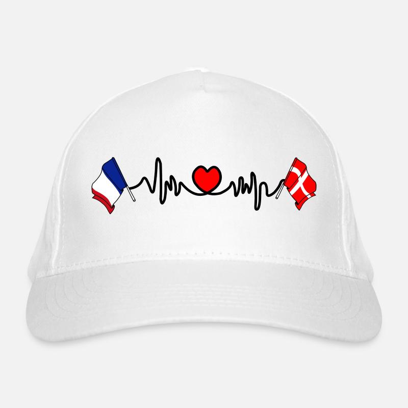 Cardio coeur avec Drapeau France Drapeau Danemark Casquette classique bio