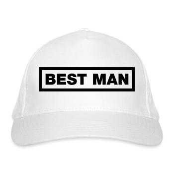 Best Man Element Top (JGA MC-Rocker-Kutten-Design) - Bio-Baseballkappe - Weiß - Vorne