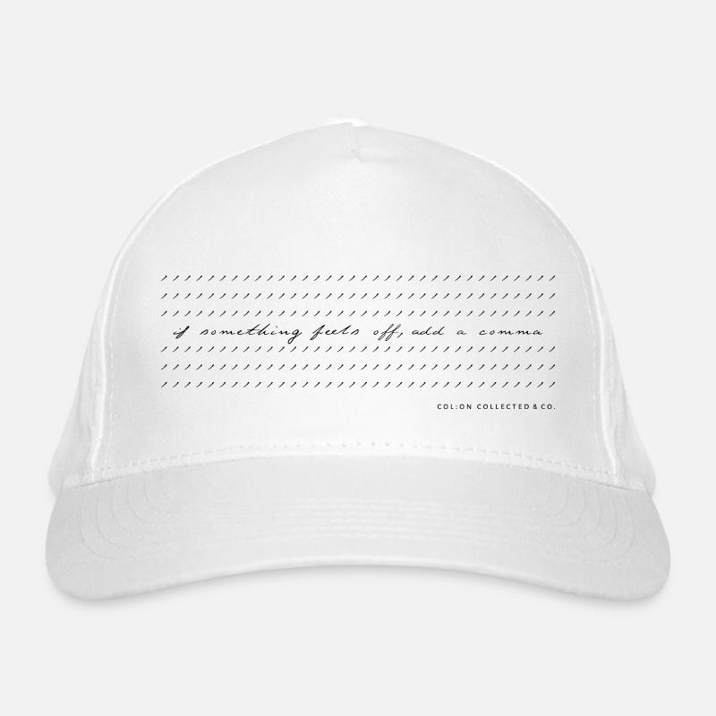 Comma Modern Calligraphy Minimalist Humor b/w Organic Baseball Cap