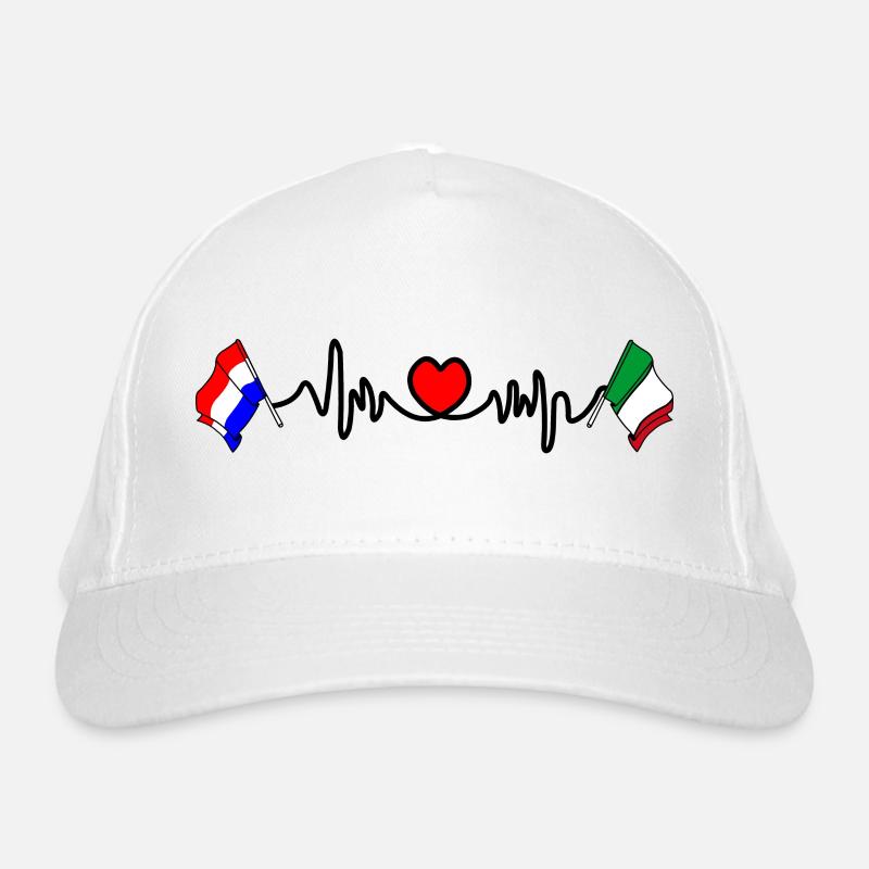 Cardio coeur avec drapeau Pays-Bas, drapeau Italie Casquette classique bio