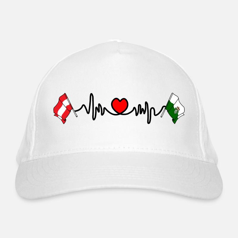 Steiermark-Flaggen mit Herzschlag Bio-Baseballkappe