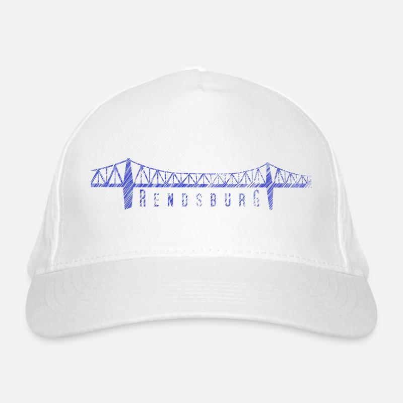 Rendsburg High Bridge – Sketched Skyline - Organic Baseball Cap - white