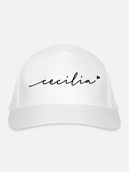 Cecilia Schreibschrift Name - Bio-Baseballkappe - Weiß - Vorne